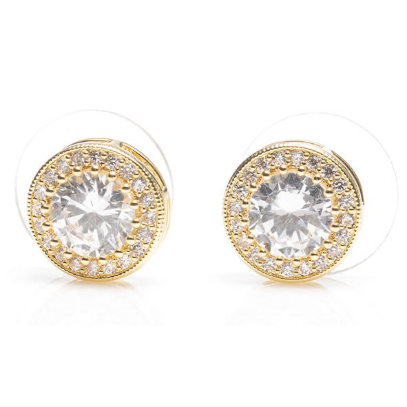 Gold Large Stone Diamond Earrings