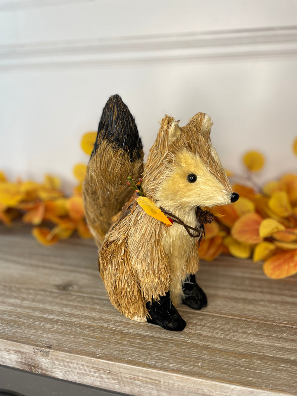 Sitting Fox with Floral Bow 25cm