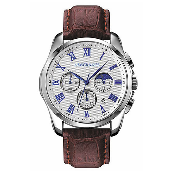Men’s Watch (Brown Strap, White Face)