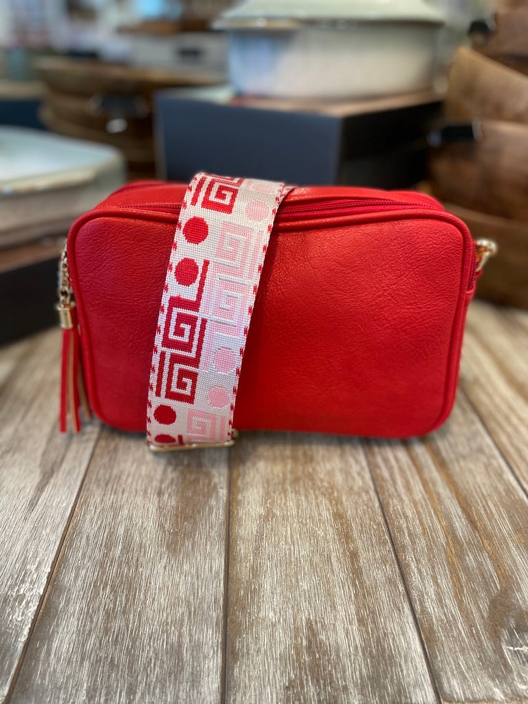 Red Crossbody Bag with Wide Strap