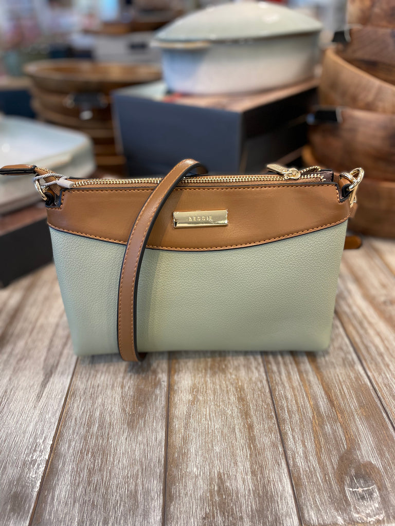 Bessie Green and Brown Crossbody Bag