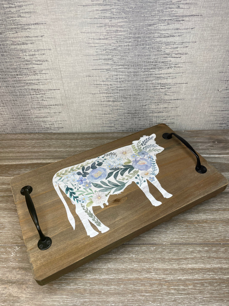 Floral Cow Tray