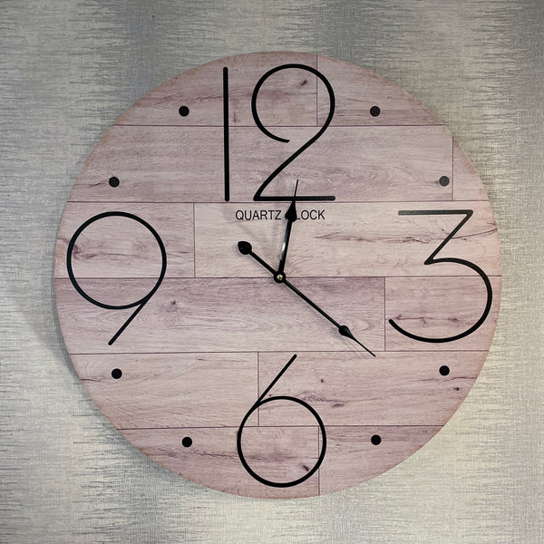 Wooden Effect Wall Clock 58cm Large Numbers