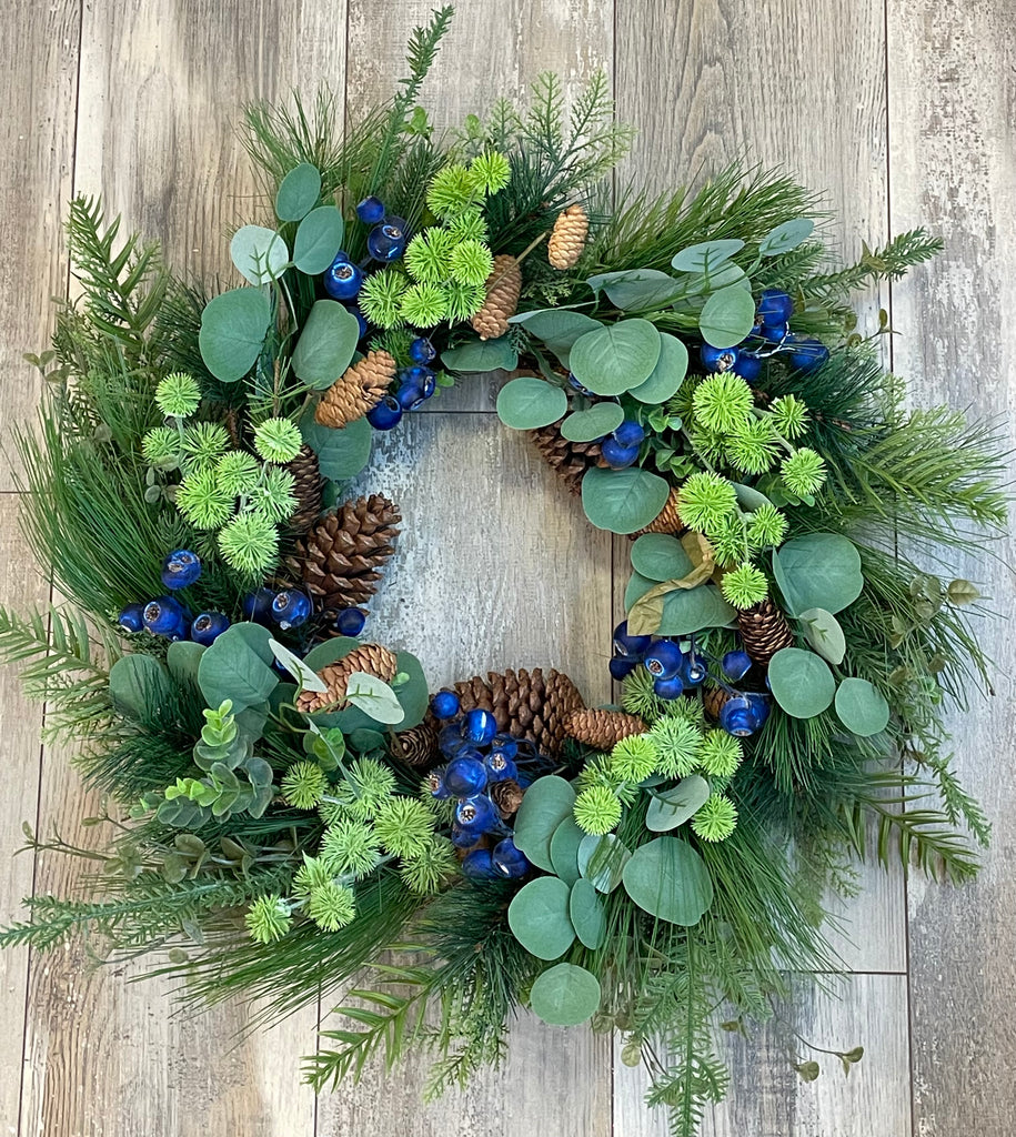 60cm Wreath with Blue Berries