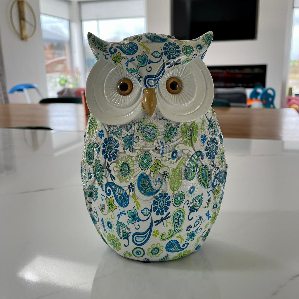 Decorative Large Blue Owl 19.5cm
