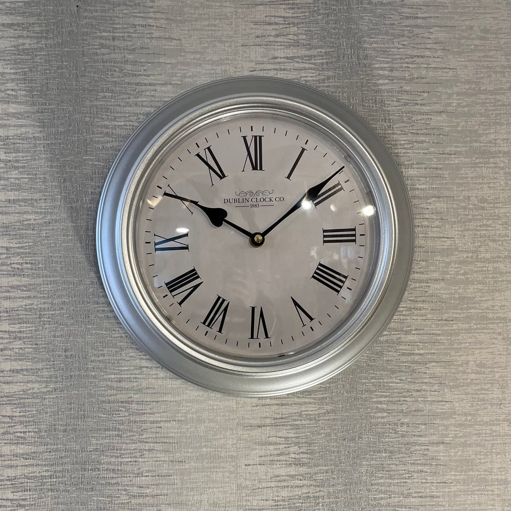 Metal Wall Clock Silver Frame 30cm