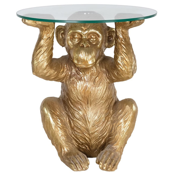 Gold Chimpanzee Glass Top Table