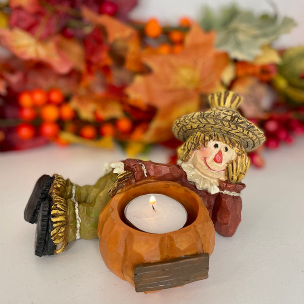 Girl Scarecrow Candle Holder 18cm