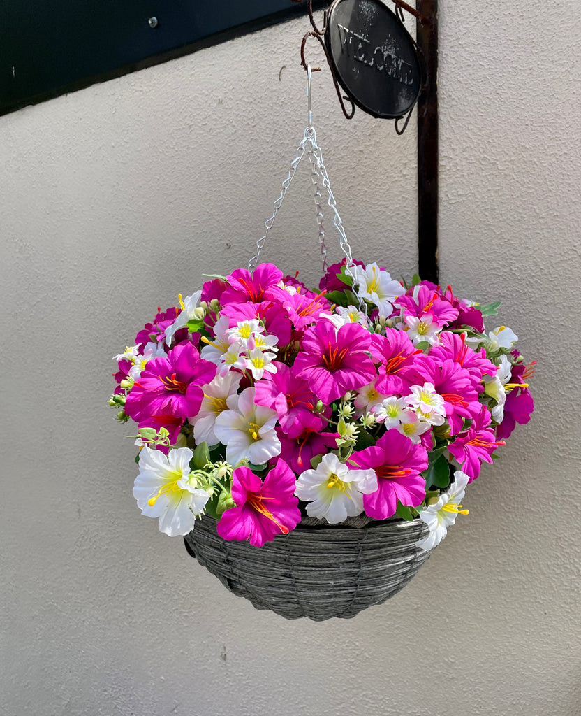 Petunia Hanging Basket Pink & White
