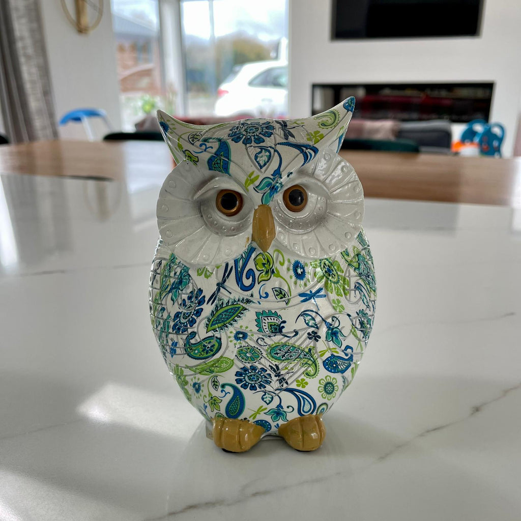 Decorative Medium Blue Owl 16.5cm