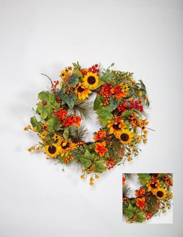 Autumn Wreath with Sunflowers 60cm