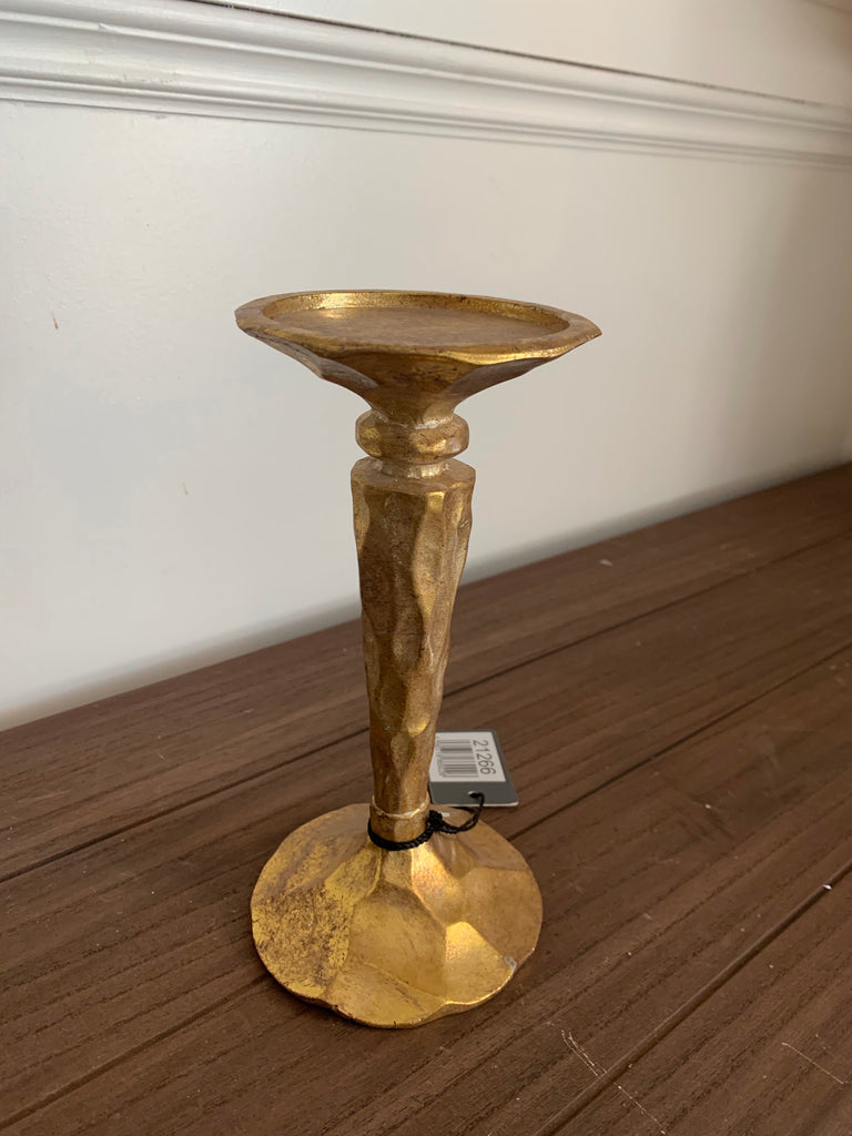 Gold Hammered Small Candle Holder