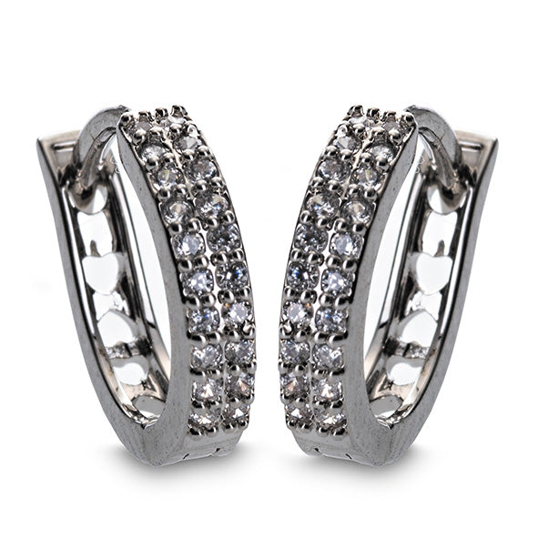 Silver Diamanté Small Hoop Earrings
