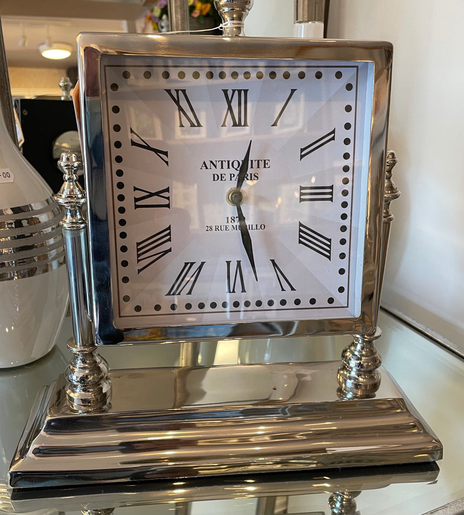 Classic Silver Mantel Clock 32cm