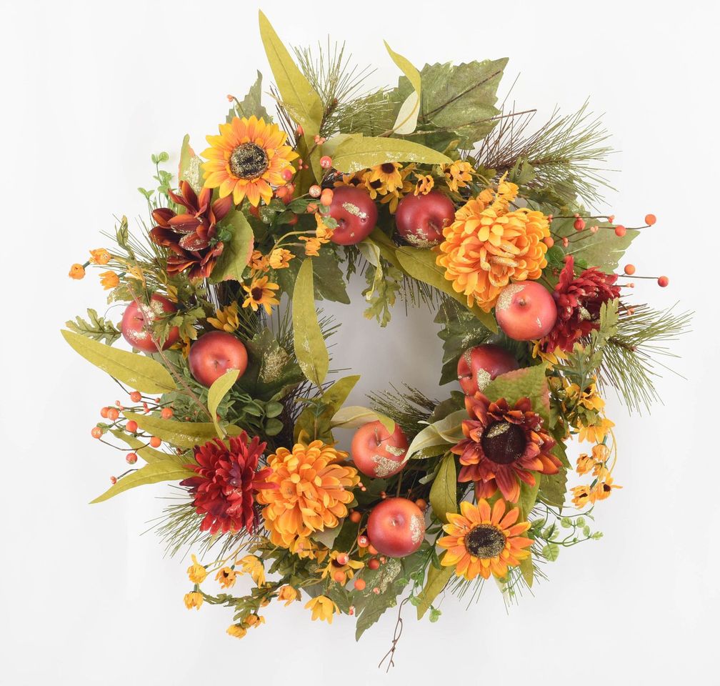 Red & Yellow Sunflower Sparkle Large Wreath 60cm