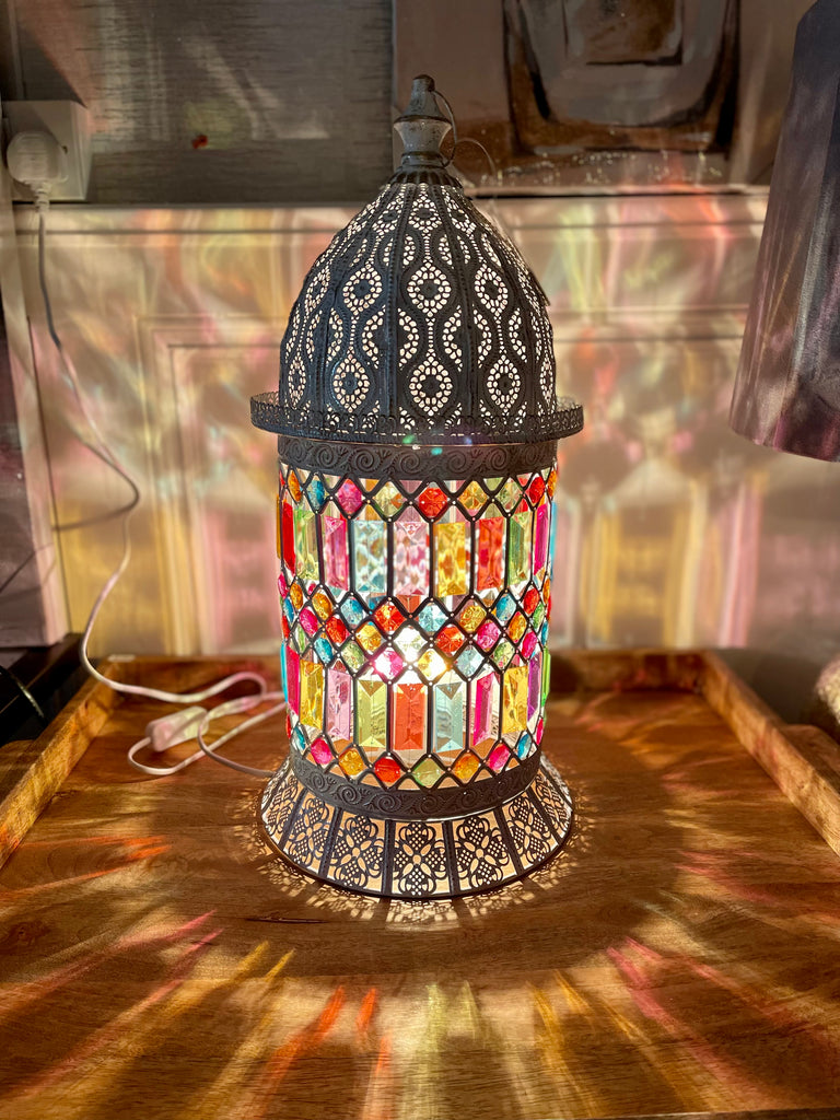 White Moroccan Table Lamp 54cm