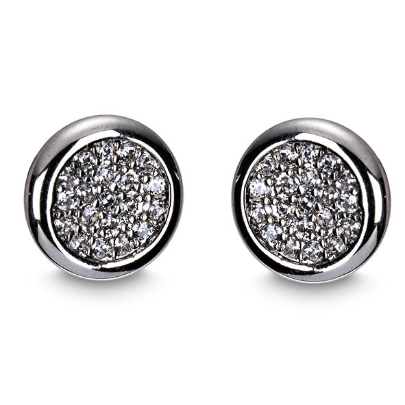 Silver Diamanté Round Earrings