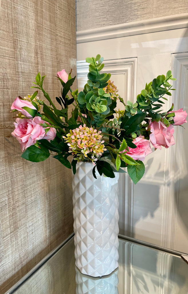 Light Pink Rose Bouquet in Vase 60cm