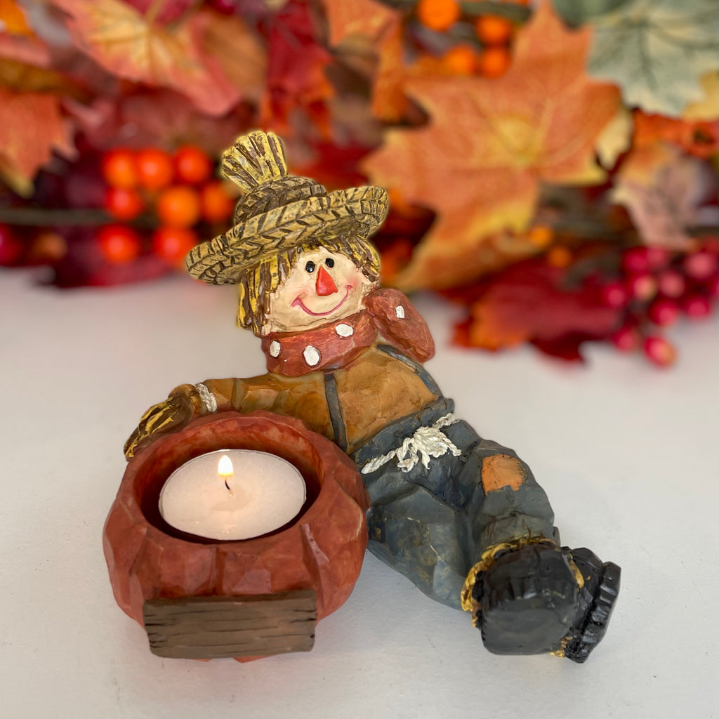 Boy Scarecrow Candle Holder 18cm