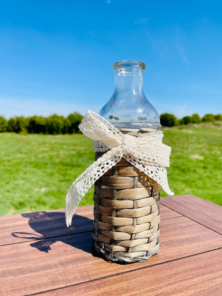 Glass Bottle with Wicker Cover 20cm