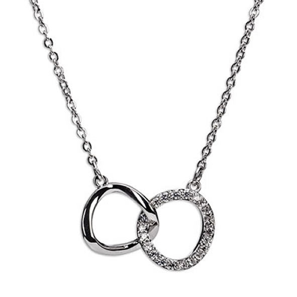 Silver Interlocking Diamanté Rings Necklace